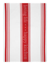 Mu Kitchen Red Cotton Loving Life Kitchen Towel 1 pk (Pack of 4)