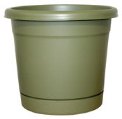 Southern Patio Rr2006og 20 Olive Green Rolled Rim Planter With Attached Saucer (Pack of 6)