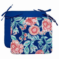 Patio Premiere Seat Cushion, Blue Floral, 18 x 15 x 3.5-In. (Pack of 6)