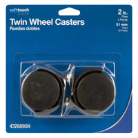 Softtouch 2 in. D Swivel Plastic Twin Caster 110 lb 2 pk