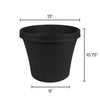 Bloem Terra Black Plastic UV-Resistant Tapered Planter 10.7 H x 12 Dia. in.