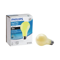 Phillips 415810 60 Watt Bug-A-WayÂ® Yellow Longer Life Light Bulb 2 Count