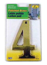 Hy-Ko 5 in. Gold Brass Nail-On Number 4 1 pc