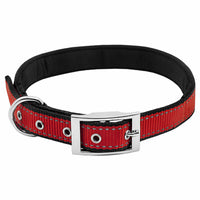 Dog Collar, Padded, Red/Black Reflective, 1 x 26-In. (Pack of 3)