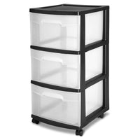 Sterilite 28309002 14.5" D X 24" H X 12.63" WBlack 3 Drawer Cart (Pack of 2)