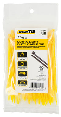 Ultra Light Duty Cable Tie, Yellow, 4-In., 100-Pk.