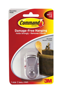 Command Hook Holds 1 Lb Small Brushed Nickel Accent (Pack of 4)