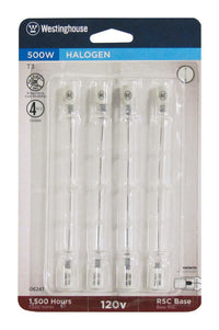 Westinghouse 500 watt T3 Double-Ended Halogen Bulb 9,500 lumens White (Clear) 4 pk (Pack of 6)