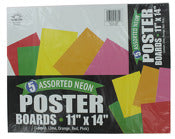 Norcom 79885-12 11 X 14 Neon Poster Boards Assorted Colors (Pack of 12)