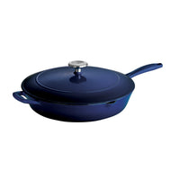 12 in Enameled Cast-Iron Series 1000 Covered Skillet - Gradated Cobalt