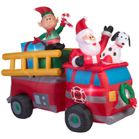 Znone  Airblown  Fire Truck Santa  Christmas Inflatable  Multicolored  Polyester  1 pk