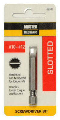 Slotted Screwdriver Power Bit, #10-12, 2-In.