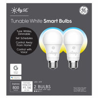 GE Lighting A19 E26 (Medium) LED Smart Bulb Soft White 60 Watt Equivalence 2 pk