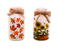 Celebrations  Fall Mason Jar  Lighted Fall Decoration  7.87 in. H x 4.13 in. W 2 pk (Pack of 4)