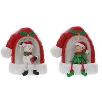 Celebrations Multicolored Snowman/Elf In Santa Hat Tabletop DΘcor