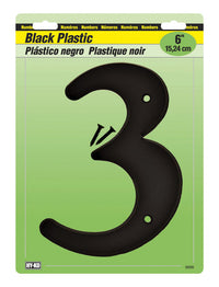 Hy-Ko 6 in. Black Plastic Number 3 Mounting Screws 1 pc. (Pack of 5)