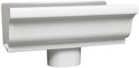 End Piece With 3-In. Drop For 5-In. Gutter, White Galvanized Steel