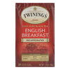 Twining's Tea Breakfast Tea - English Decaffeinated - Case of 6 - 20 Bags