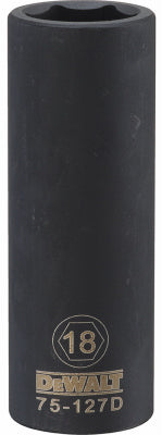 Metric Deep Impact Socket, 6-Point, Black Oxide, 1/2-In. Drive, 18mm