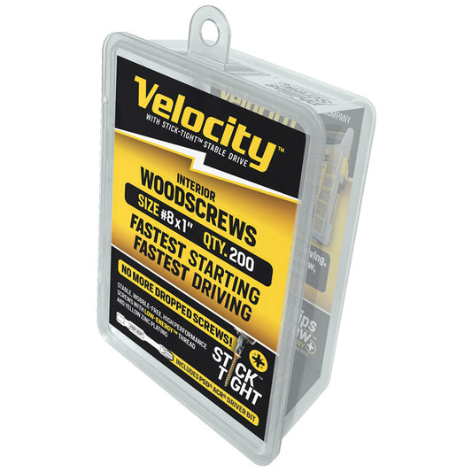 Velocity Stick Tight No. 8  S X 1 in. L Phillips/Square Yellow Zinc-Plated Wood Screws 200 pk