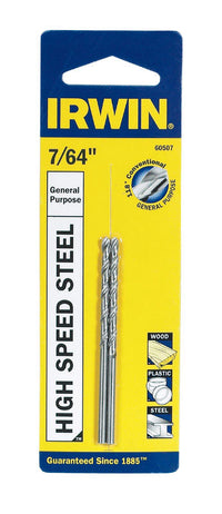 Irwin 7/64 in. X 2-5/8 in. L High Speed Steel Drill Bit 2 pk