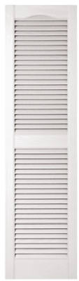 15 x 55-In. White Louvered Shutters, Pair