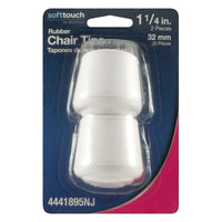 Softtouch Rubber Leg Tip White Round 1.25 in. W X 1.75 in. L 2 pk