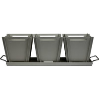 Groovebox 6 in. H X 20 in. W Steel 3 Pot Planter Set Dark Gray