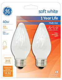 GE 40 W F15 Decorative Incandescent Bulb E26 (Medium) Soft White 2 pk (Pack of 4)