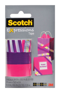 Scotch C214-3PK-5 3/4" X 300" Expressions Magic™ Tape Assorted 3 Count