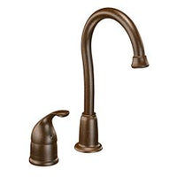 Oil rubbed bronze one-handle high arc bar faucet