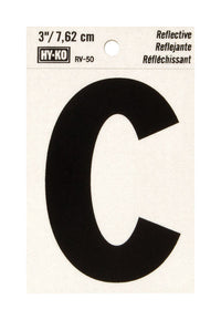 Hy-Ko 3 in. Reflective Black Vinyl Letter C Self-Adhesive 1 pc. (Pack of 10)