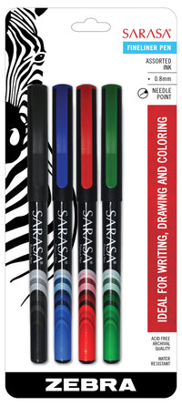 Zebra 66104 0.8mm Sarasa® Fineliner Pen Assorted Colors