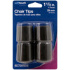 Softtouch Vinyl Leg Tip Black Round 1-1/8 in. W X 1-1/8 in. L 4 pk