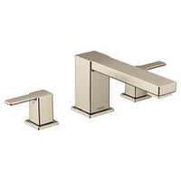 Brushed nickel two-handle high arc roman tub faucet