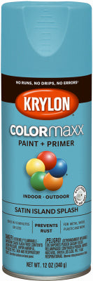 COLORmaxx Spray Paint + Primer, Satin Island Splash, 12-oz.