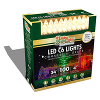 Christmas LED Light Set, C6, Commercial-Grade, Warm White, 100-Ct.