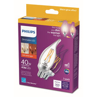 Philips B11 E12 (Candelabra) LED Bulb Soft White 40 Watt Equivalence 3 pk