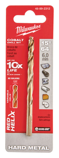 Milwaukee  RED HELIX  15/64 in.  x 3-15/16 in. L Cobalt Steel  THUNDERBOLT  Drill Bit  1 pc.