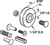 Prime-Line  1-1/4 in. Dia. x 5/16 in. L Steel  Roller and Axle Kit  2 pk