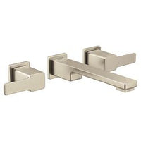 Brushed nickel two-handle wall mount bathroom faucet