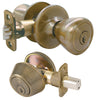 Ultra Security Antique Brass Deadbolt and Entry Door Knob KW1 1-3/4 in.