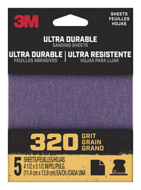 3m 1/4sht5pk320 4.5 X 5.5 Ultra Durable Power 320 Grit Sanding Sheet 5 Count