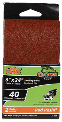 Gator 24 in. L X 3 in. W Aluminum Oxide Sanding Belt 40 Grit Extra Coarse 2 pc