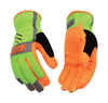 Kinco  Men's  Outdoor  Synthetic Leather/Terry Cloth  Hi-Viz  Gloves  Black/Green/Orange  XL  1 pk