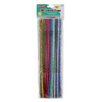 Creative Arts 65499 12 X 6mm Chenille Stems With Sparkles Assorted Colors 100 Count