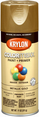 COLORmaxx Spray Paint + Primer, Metallic Gold, 12-oz.