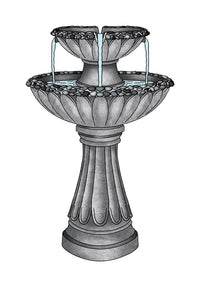 Alpine  Polyresin  Gray  24 in. H Pedestal  Fountain