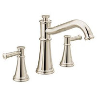 Polished nickel two-handle non diverter roman tub faucet