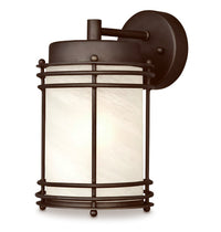 Wall Light Fixture, Outdoor, Oil-Rubbed Bronze & White Glass, 100-Watt, 6.25 x 11-In.